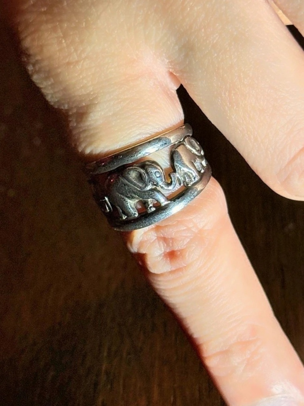 Vintage Elephant Band Sterling Silver 925 Detailed Ring